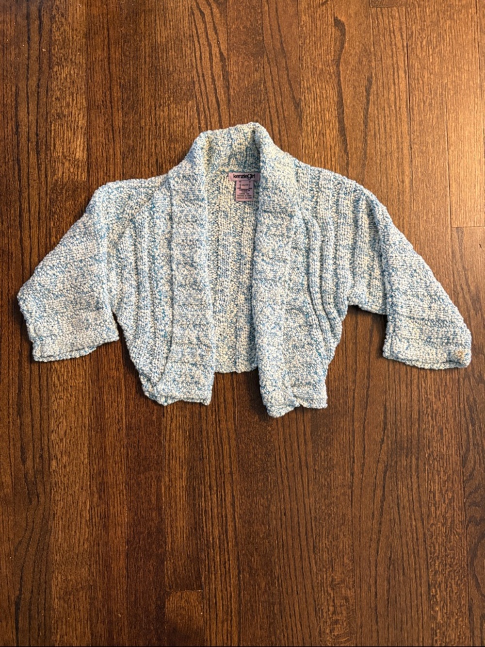 Kenzie Girl Chunky Open-Front Cropped Cardigan in Light Blue Size XXS